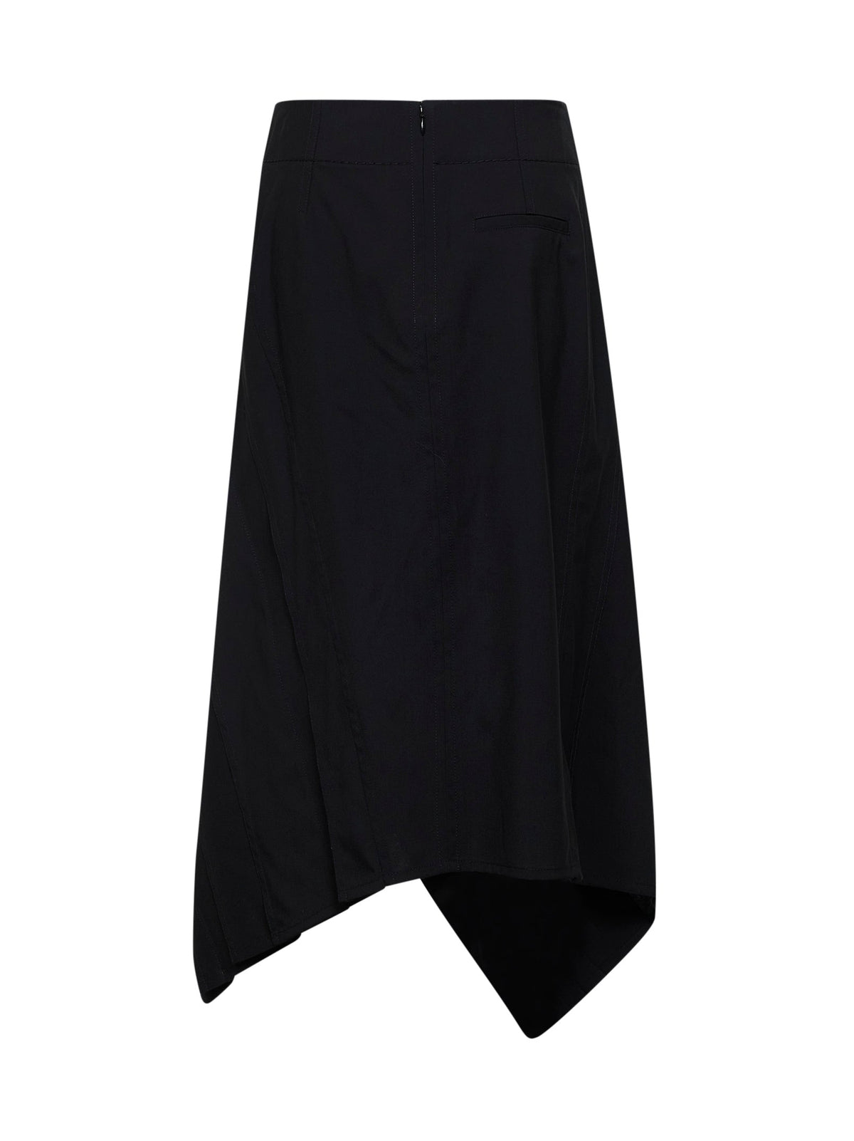 Bottega Veneta Women Black Wool Asymmetric Midi Skirt With Ruffles