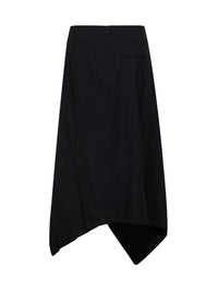 Bottega Veneta Women Black Wool Asymmetric Midi Skirt With Ruffles