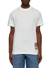 Burberry Men Cotton T-Shirt With Check Appliqué