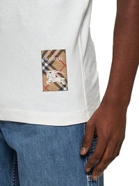 Burberry Men Cotton T-Shirt With Check Appliqué