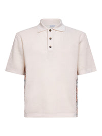 Burberry Men Beige Cotton Mesh Polo Shirt With Check Trims