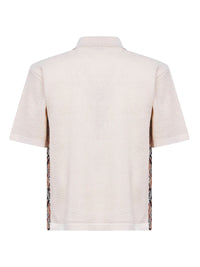 Burberry Men Beige Cotton Mesh Polo Shirt With Check Trims