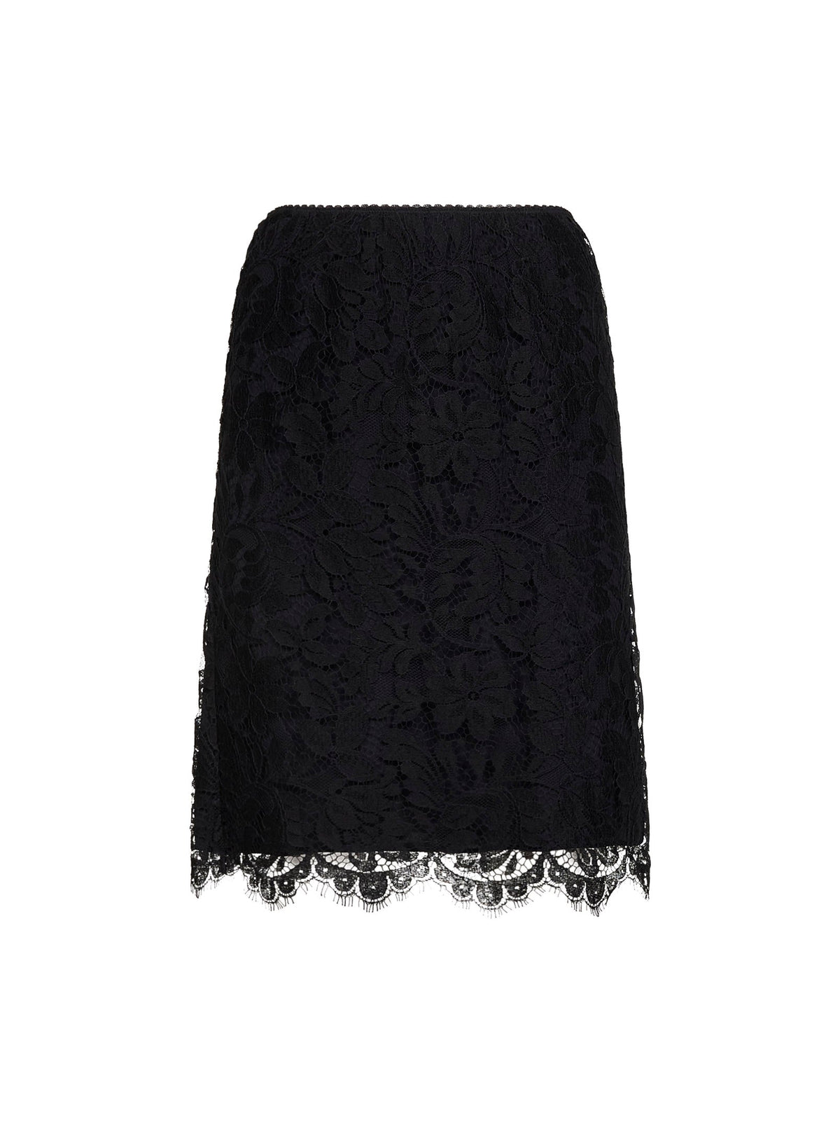 Chloé Women Black Floral Lace Straight Skirt