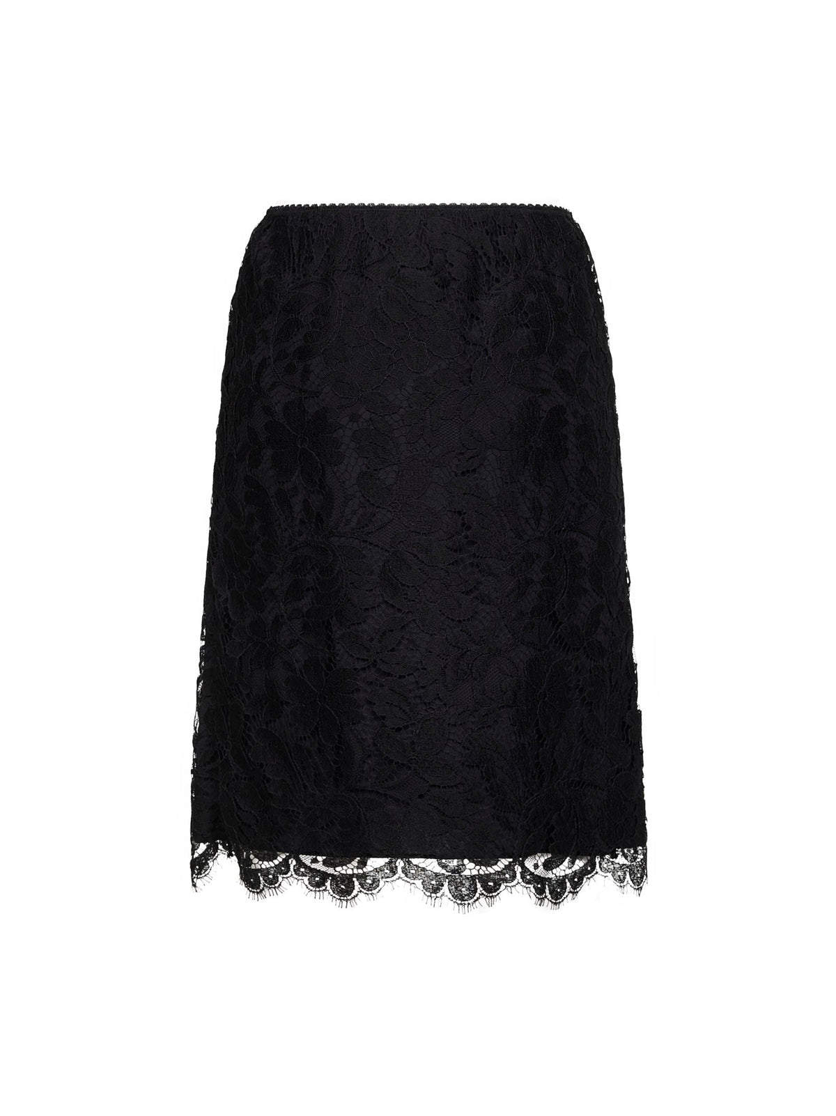 Chloé Women Black Floral Lace Straight Skirt