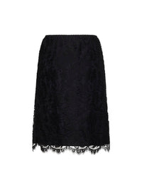 Chloé Women Black Floral Lace Straight Skirt