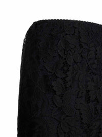 Chloé Women Black Floral Lace Straight Skirt
