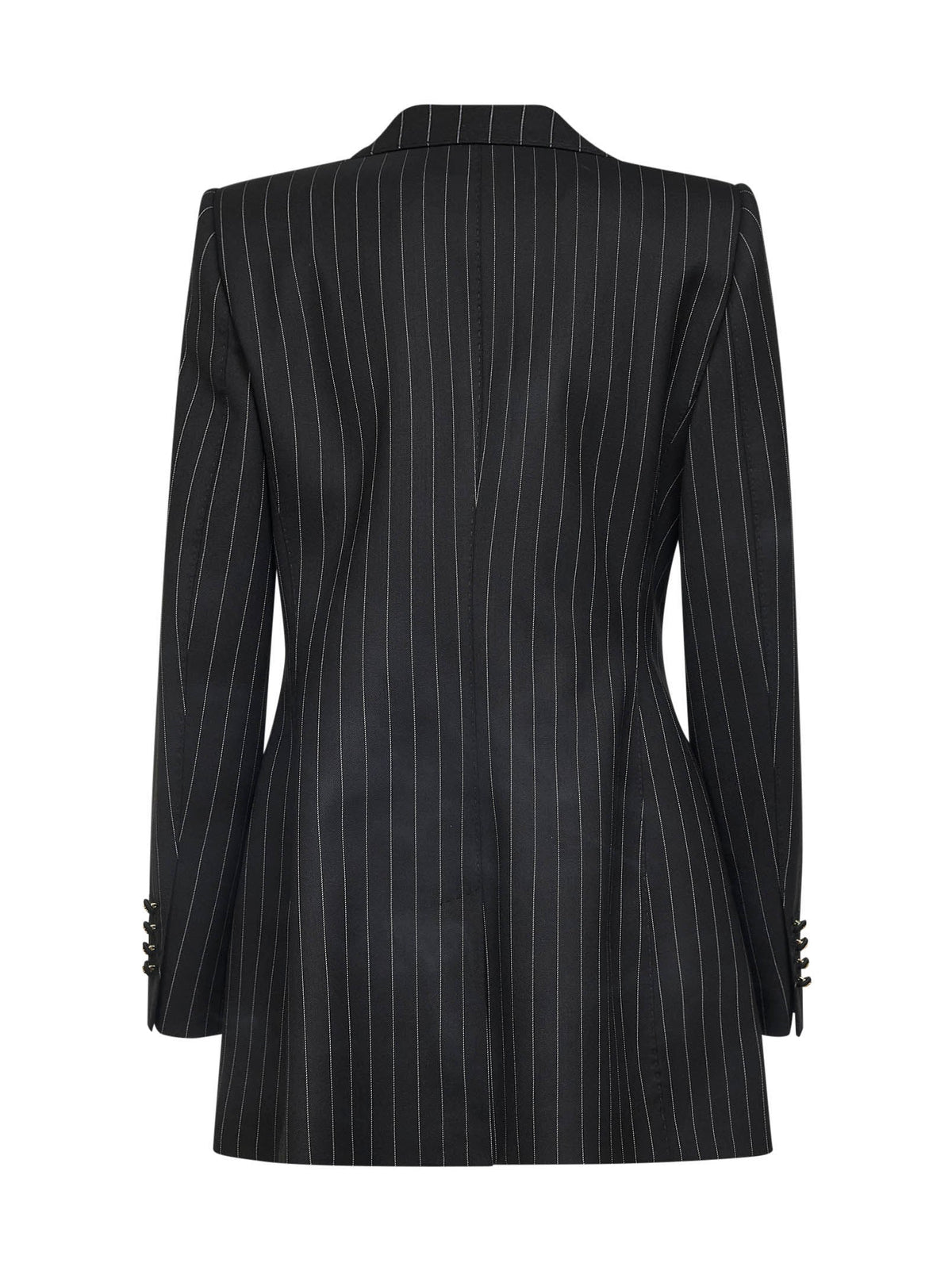 Dolce & Gabbana Women Black Pinstriped Stretch Wool Single-Breasted Jacket