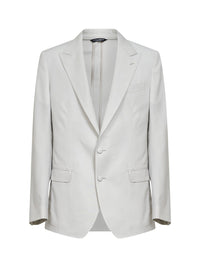 DOLCE & GABBANA Dolce & Gabbana Men Beige Wool Poplin Single-Breasted Blazer