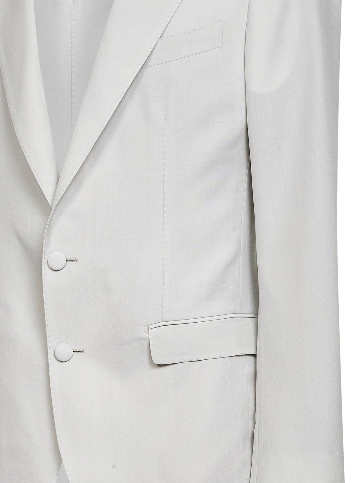 DOLCE & GABBANA Dolce & Gabbana Men Beige Wool Poplin Single-Breasted Blazer