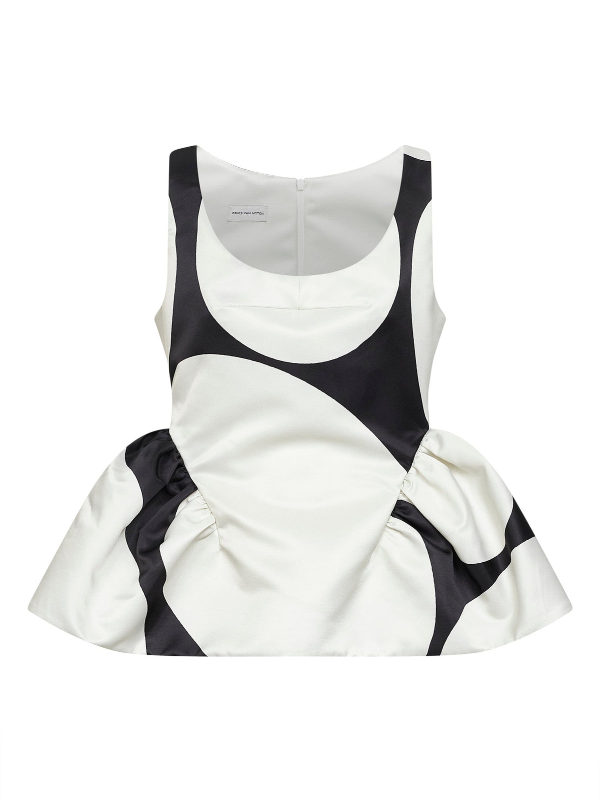 DRIES VAN NOTEN Dries Van Noten Women Black Duchess Oversized Ellipses-Print Peplum Top
