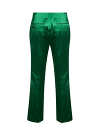 DRIES VAN NOTEN Dries Van Noten Women Green Satin Bootcut Trousers
