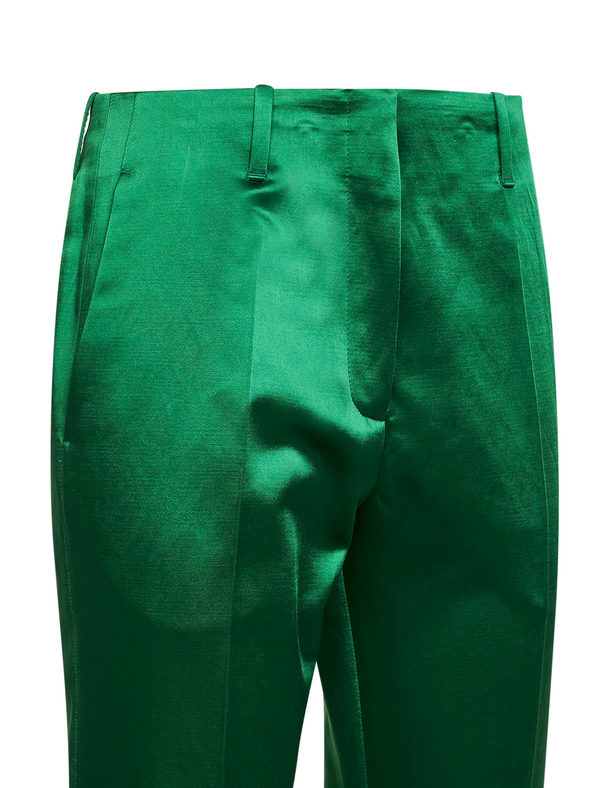 DRIES VAN NOTEN Dries Van Noten Women Green Satin Bootcut Trousers