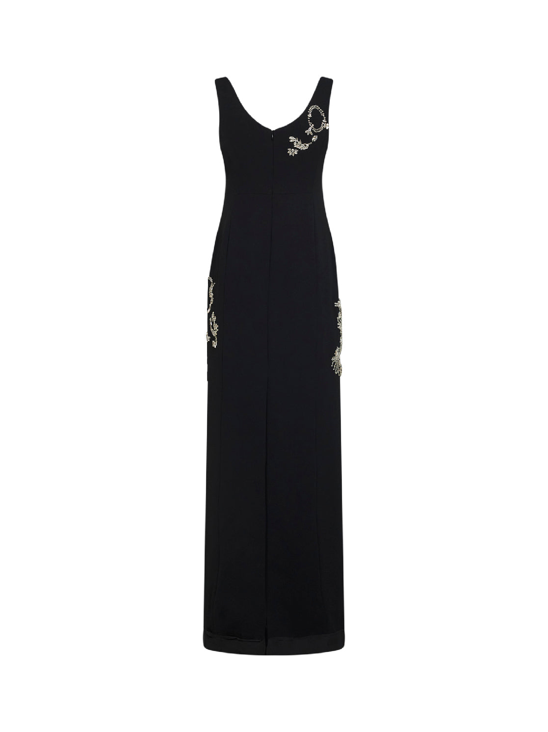 Dries Van Noten Women Black Crepe Long Embroidered Dress
