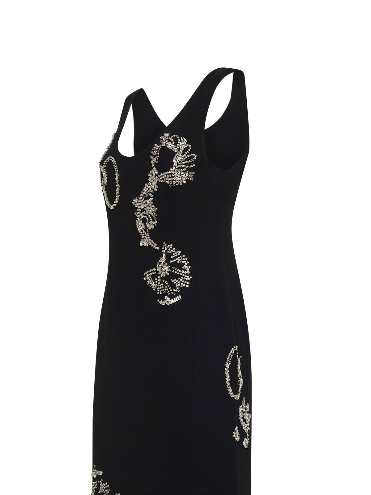 Dries Van Noten Women Black Crepe Long Embroidered Dress