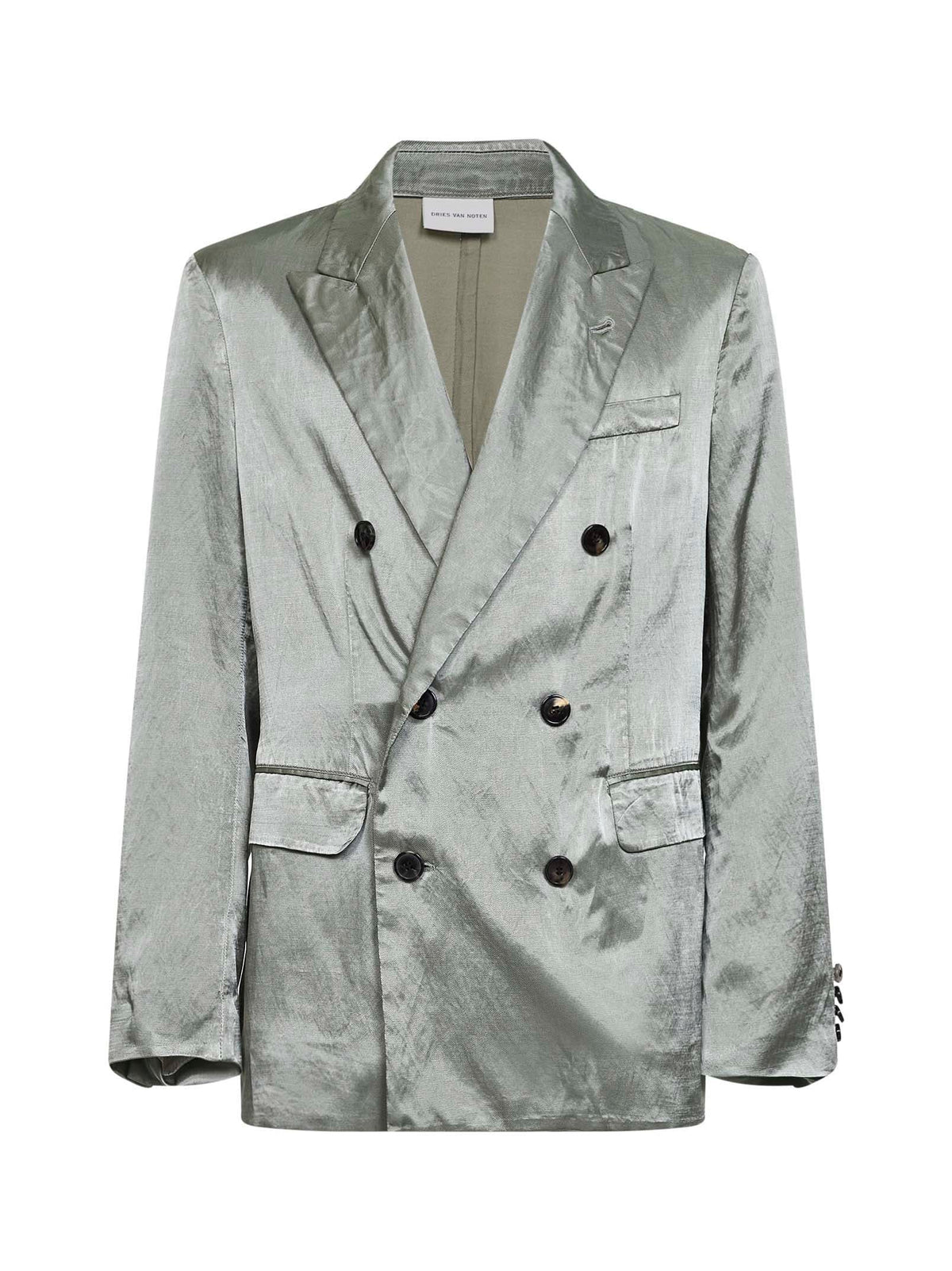 DRIES VAN NOTEN Dries Van Noten Men Mint Green Viscose And Cotton Double-Breasted Blazer