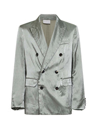 DRIES VAN NOTEN Dries Van Noten Men Mint Green Viscose And Cotton Double-Breasted Blazer