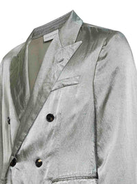 DRIES VAN NOTEN Dries Van Noten Men Mint Green Viscose And Cotton Double-Breasted Blazer