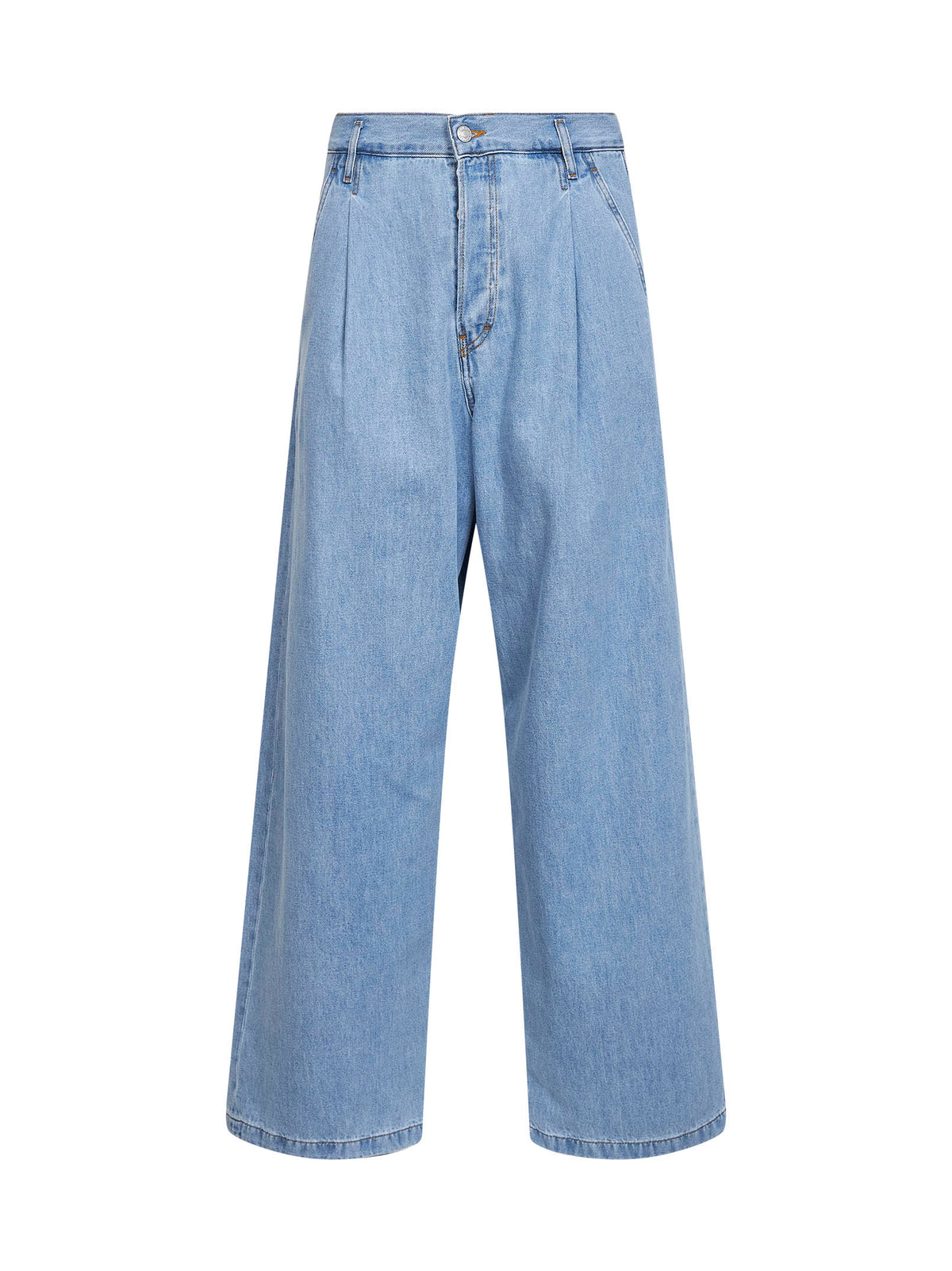 Dries Van Noten Men Light Blue Denim High-Rise Wide-Leg Jeans