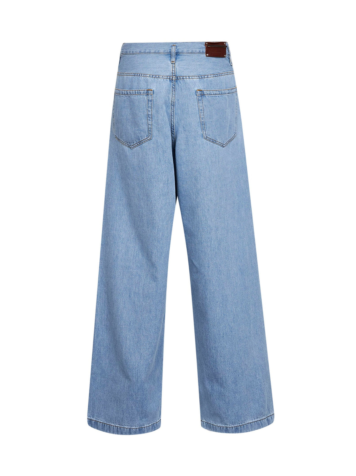 Dries Van Noten Men Light Blue Denim High-Rise Wide-Leg Jeans