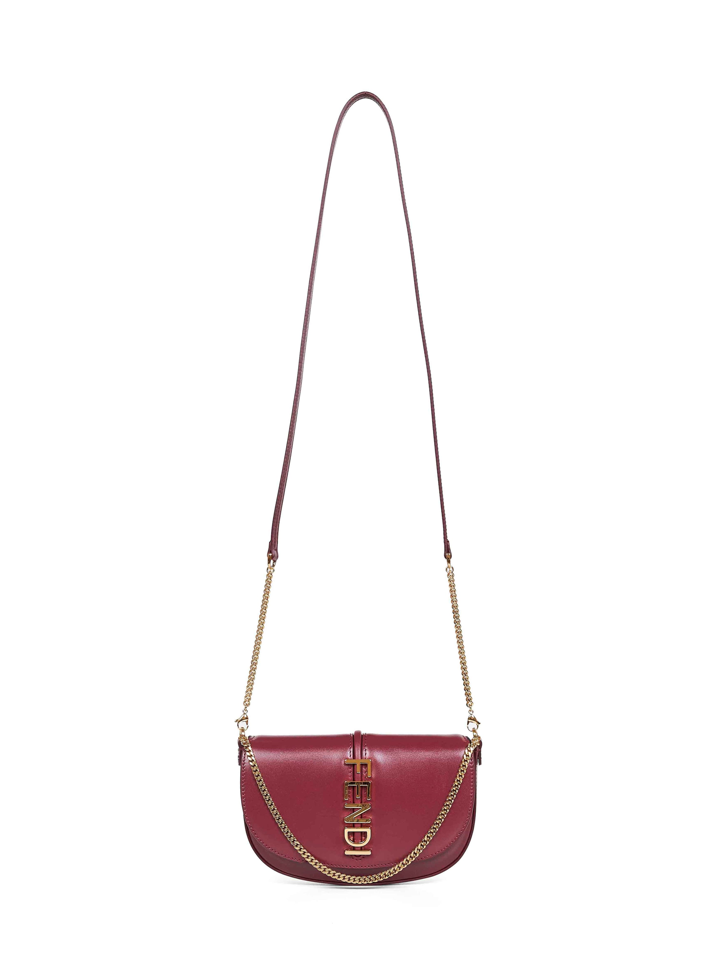 Fendi Women Burgundy Fendigraphy Wallet On Chain Wallet