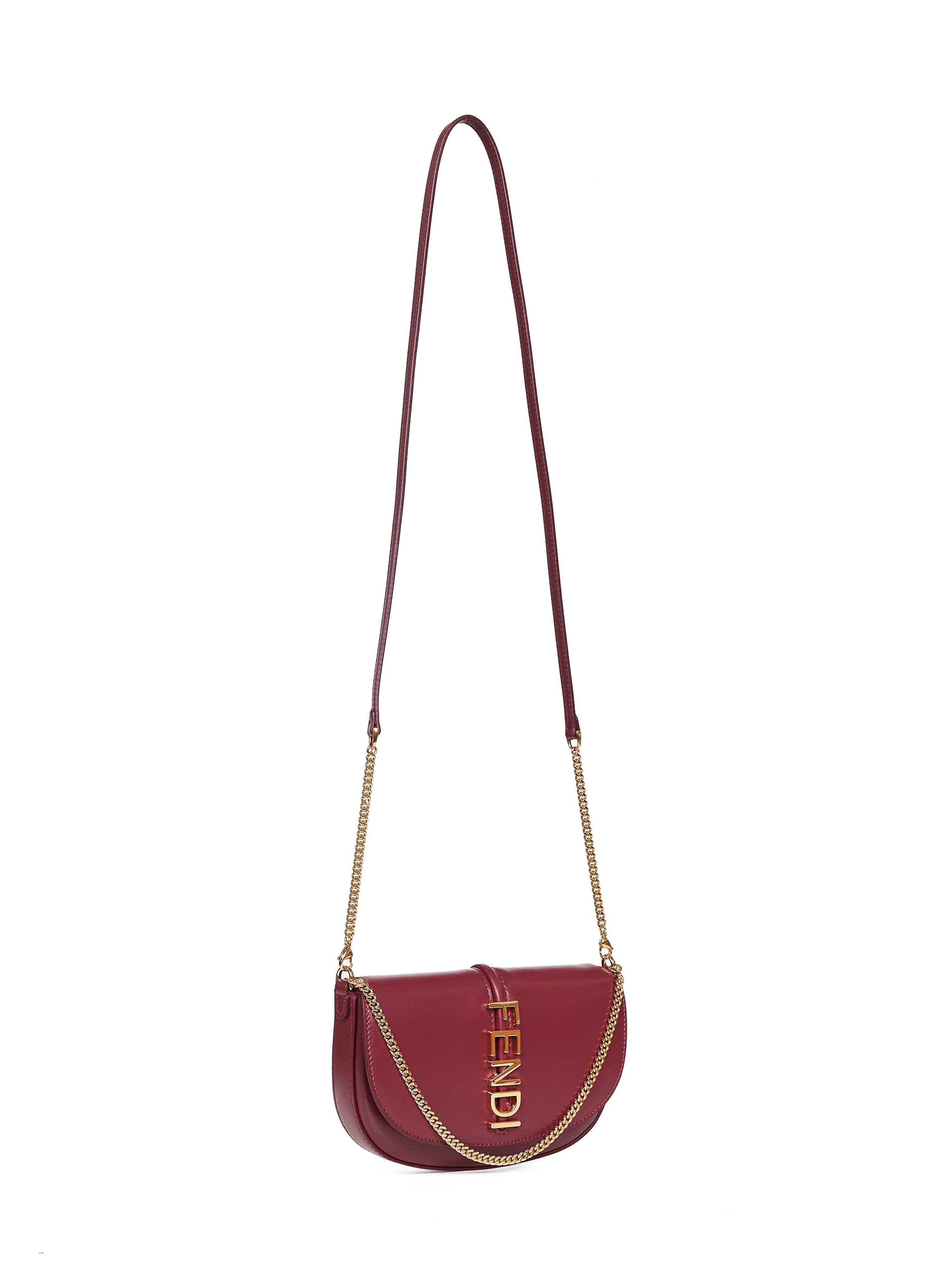Fendi Women Burgundy Fendigraphy Wallet On Chain Wallet