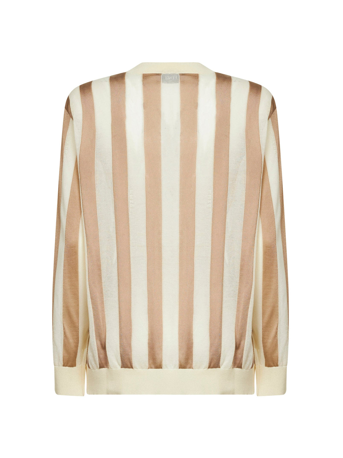 Fendi Women Beige Pequin Silk And Cotton Sweater