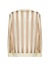 Fendi Women Beige Pequin Silk And Cotton Sweater