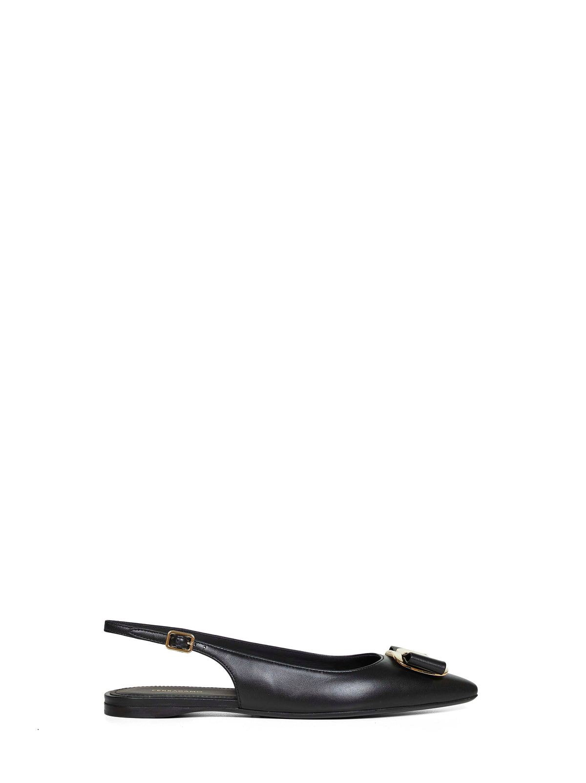 FERRAGAMO Ferragamo Women Black Flat Slingbacks With Vara Plate