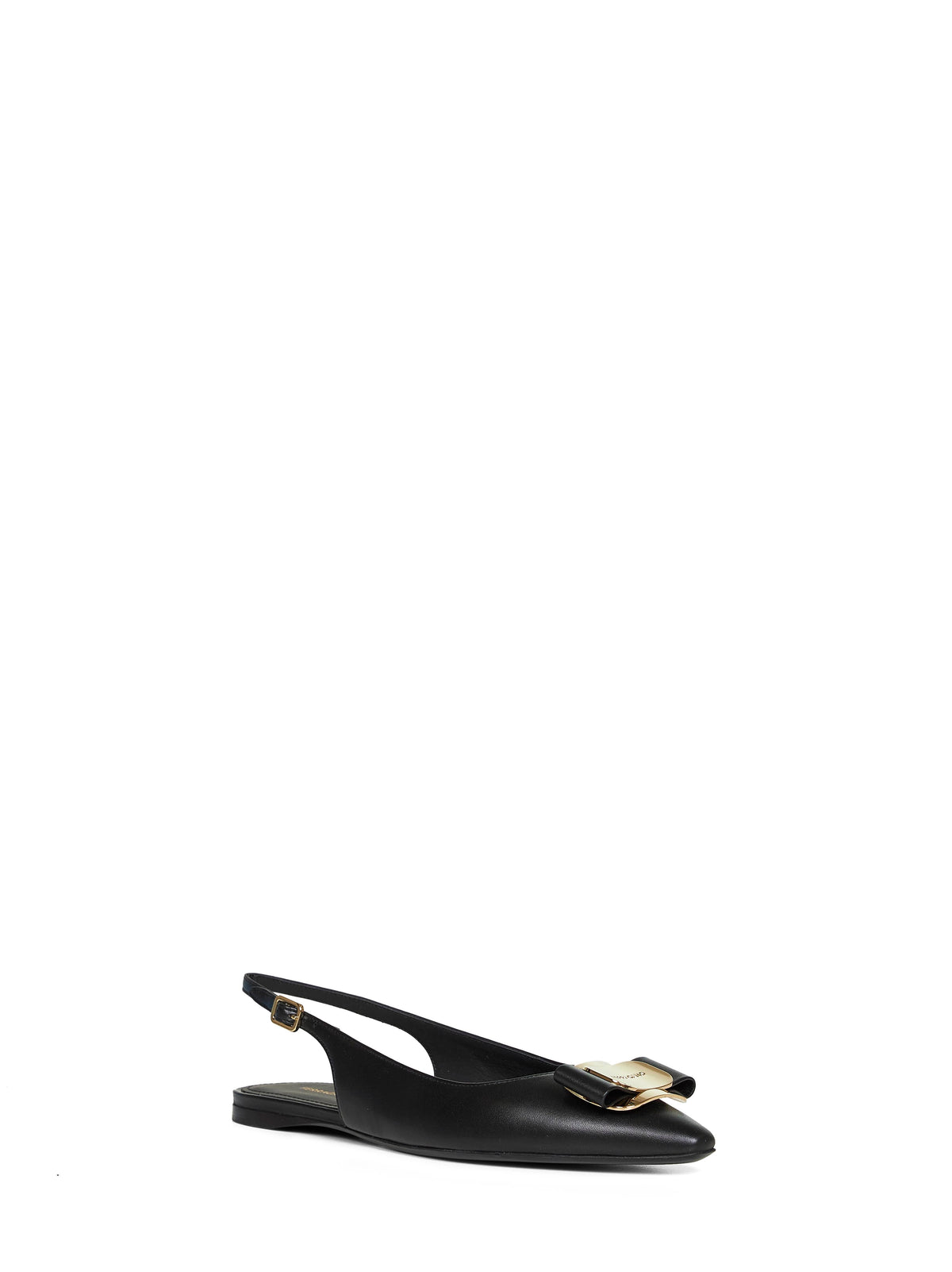 FERRAGAMO Ferragamo Women Black Flat Slingbacks With Vara Plate