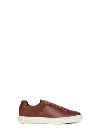Ferragamo Men Brown Leather And Suede Clayton Low-Top Sneakers