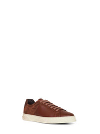 Ferragamo Men Brown Leather And Suede Clayton Low-Top Sneakers