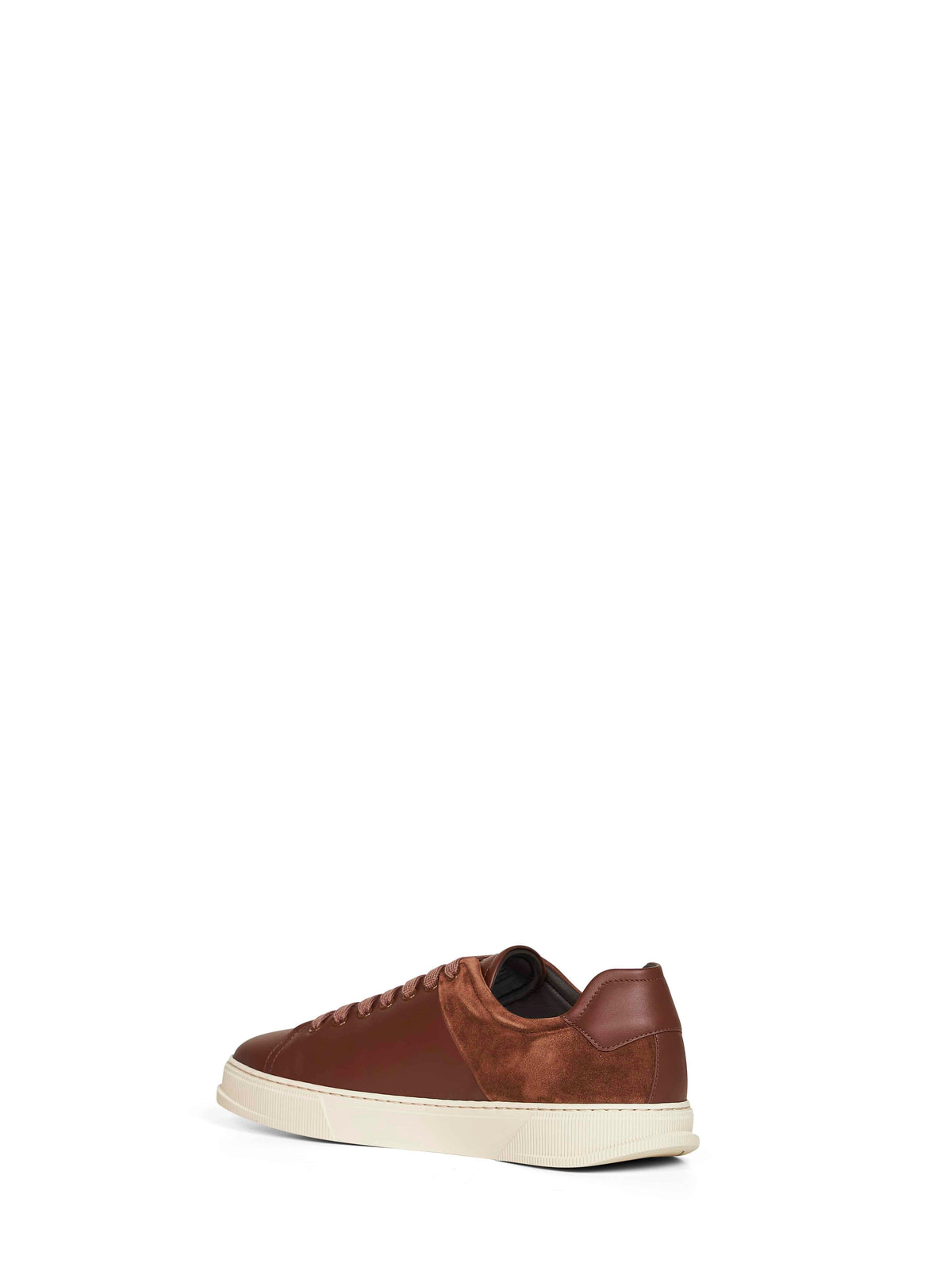 Ferragamo Men Brown Leather And Suede Clayton Low-Top Sneakers