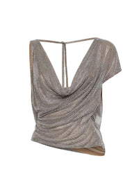 Giuseppe Di Morabito Women Silver Crystal Asymmetric Draped Top