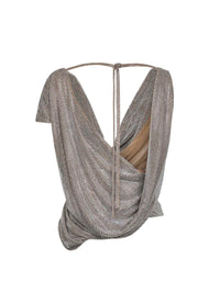 Giuseppe Di Morabito Women Silver Crystal Asymmetric Draped Top