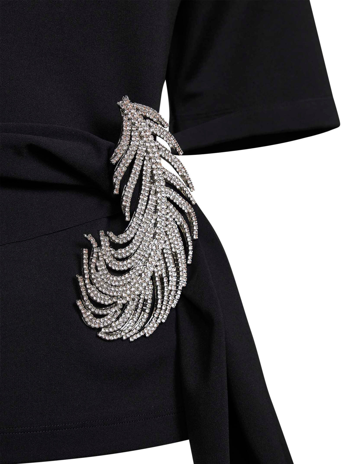 GIUSEPPE DI MORABITO Giuseppe Di Morabito Women Black Stretch Jersey T-Shirt With Crystal Feather