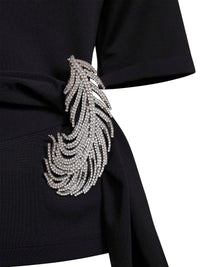 GIUSEPPE DI MORABITO Giuseppe Di Morabito Women Black Stretch Jersey T-Shirt With Crystal Feather