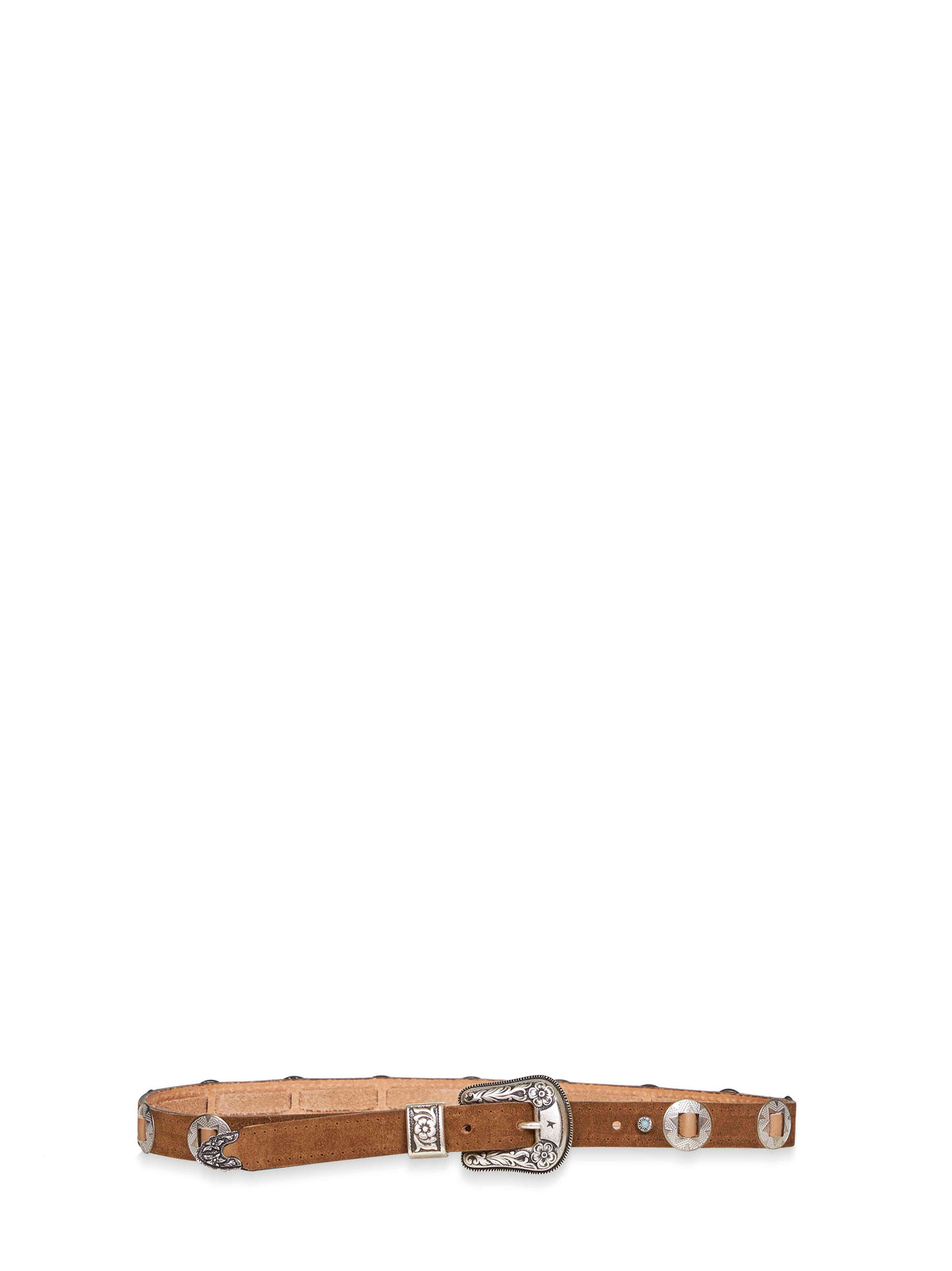 Golden Goose Women Hazelnut Nubuck Lace Thin Belt With Inlays