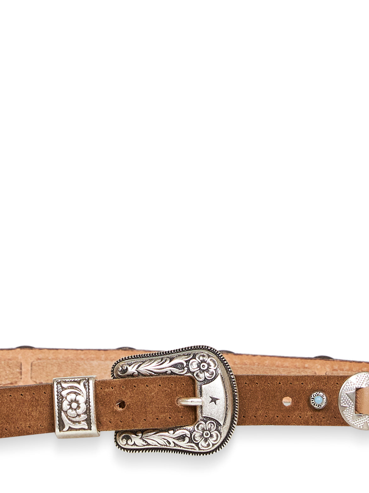 Golden Goose Women Hazelnut Nubuck Lace Thin Belt With Inlays