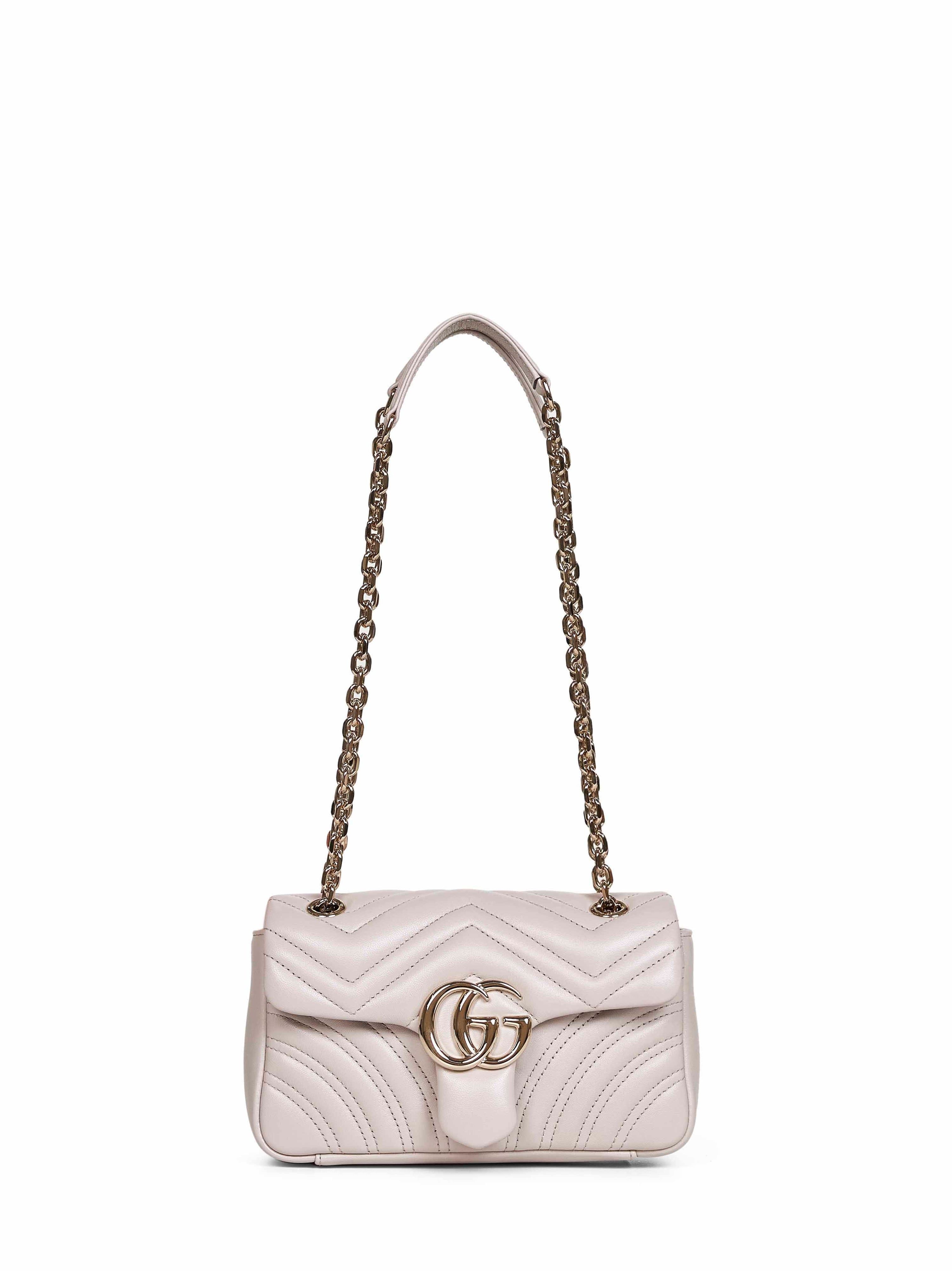 Gucci Women Light Grey Gg Marmont Small Shoulder Bag
