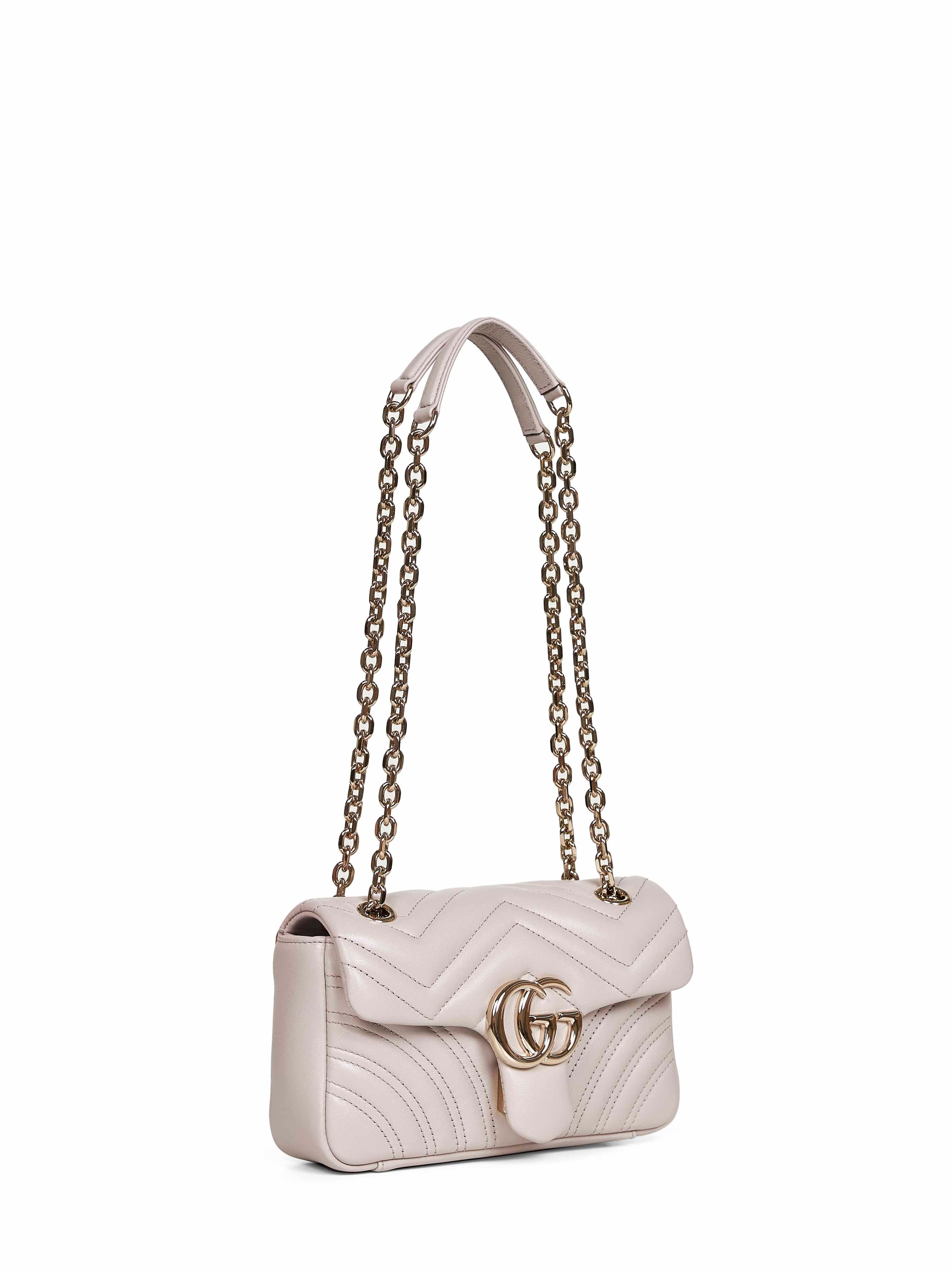 Gucci Women Light Grey Gg Marmont Small Shoulder Bag