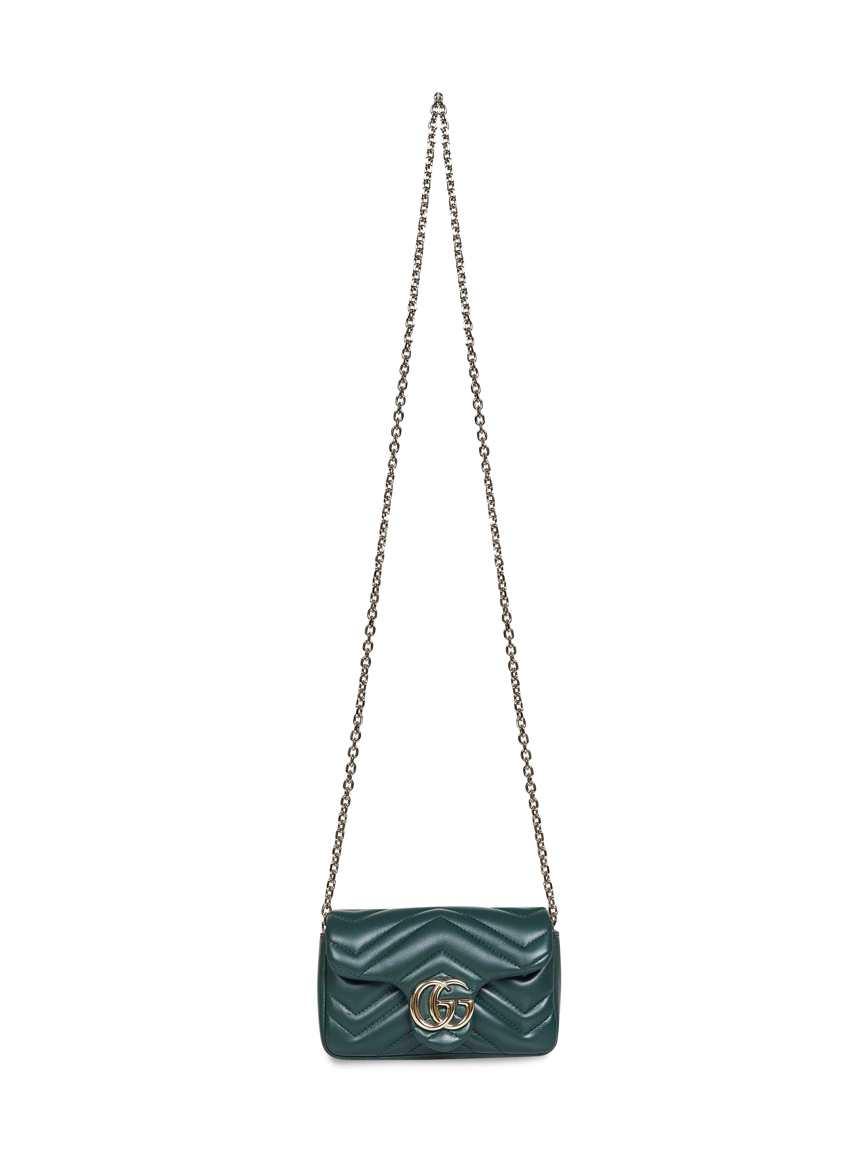 Gucci Women Green Gg Marmont Mini Shoulder Bag