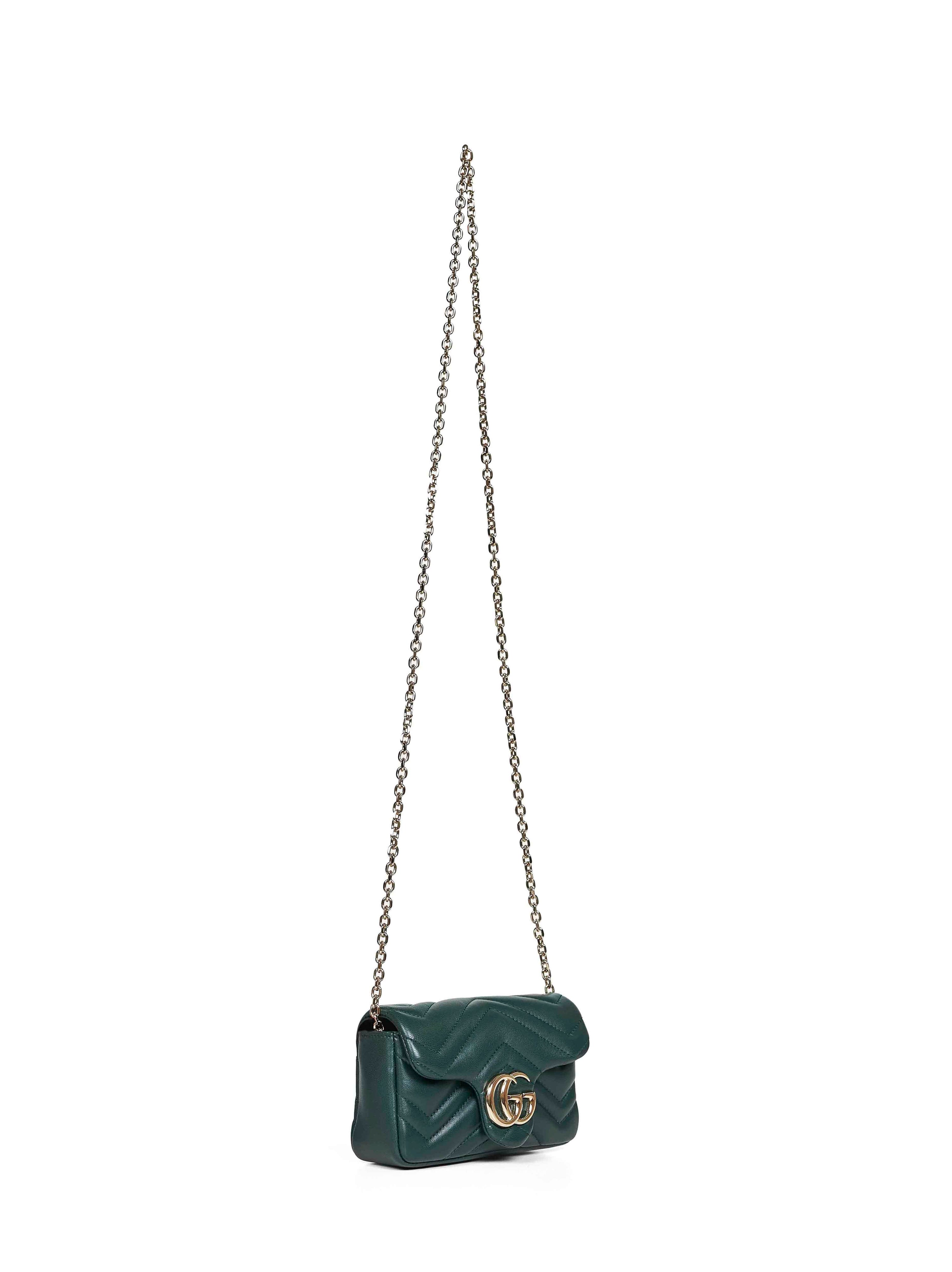 Gucci Women Green Gg Marmont Mini Shoulder Bag