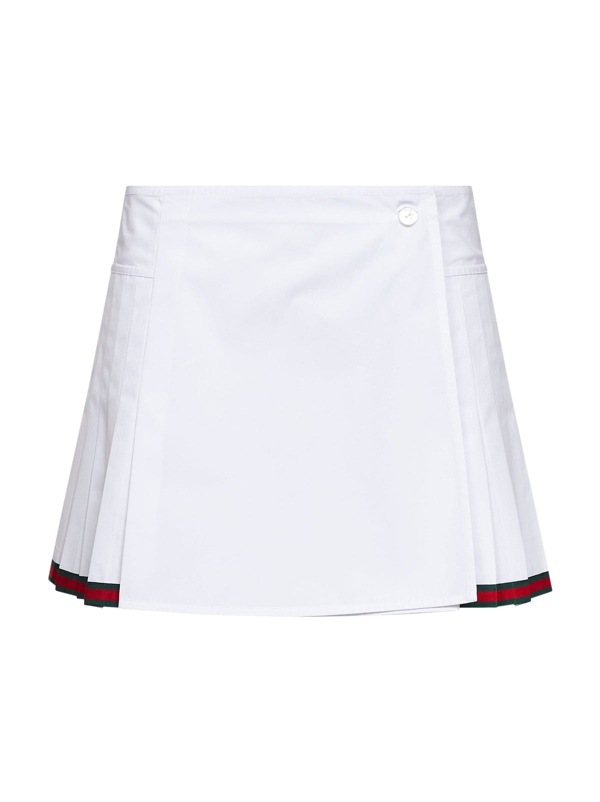 Gucci Women White Poplin Pleated Miniskirt With Web Detail