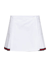 Gucci Women White Poplin Pleated Miniskirt With Web Detail