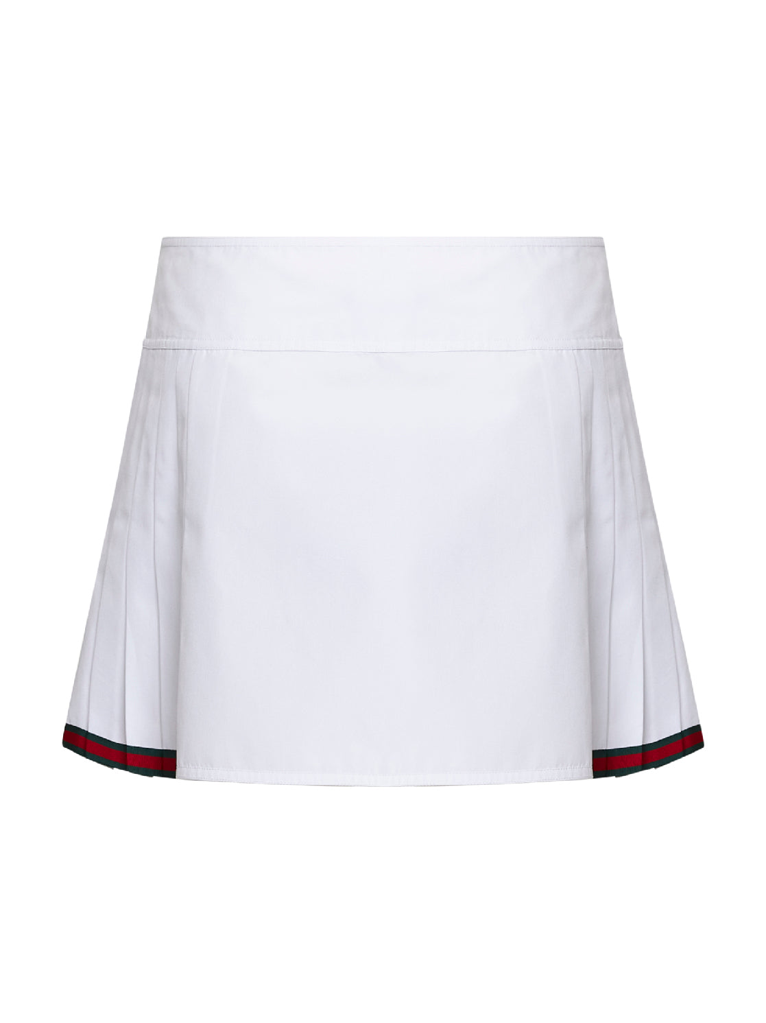 Gucci Women White Poplin Pleated Miniskirt With Web Detail