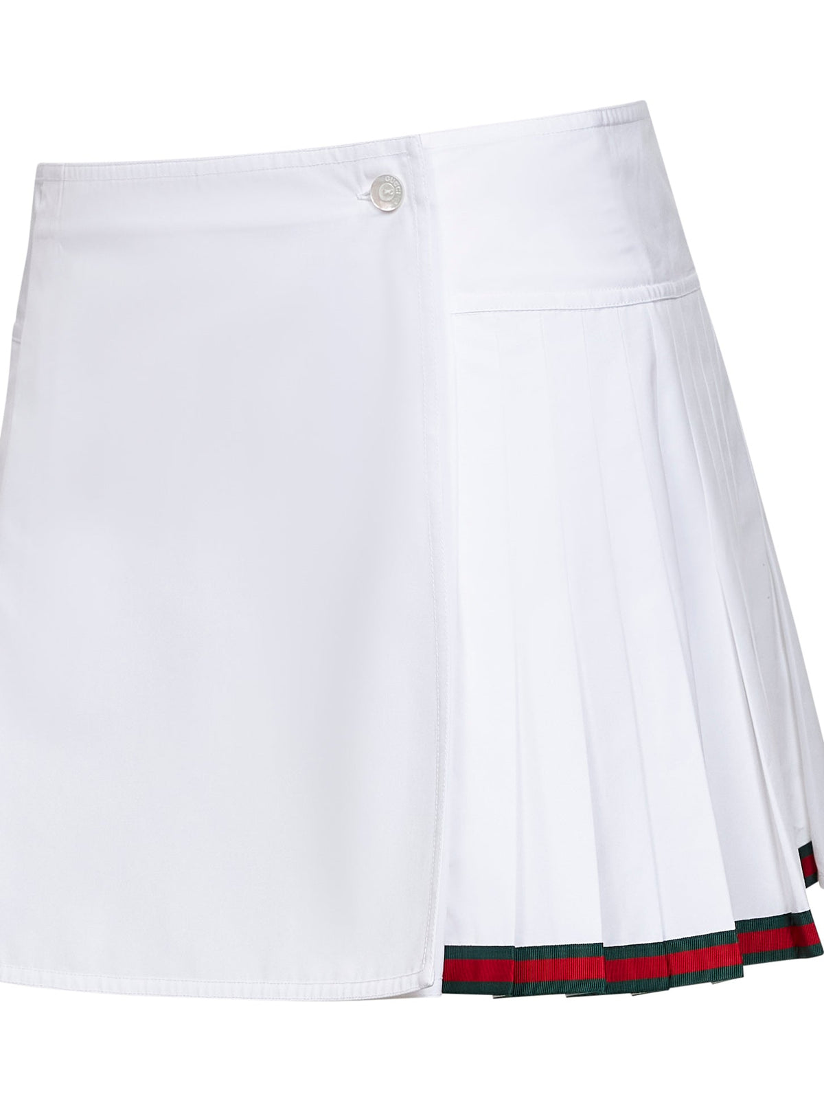 Gucci Women White Poplin Pleated Miniskirt With Web Detail
