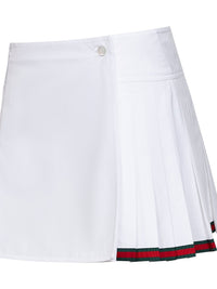 Gucci Women White Poplin Pleated Miniskirt With Web Detail