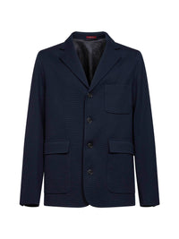 GUCCI Gucci Men Dark Blue Cotton Jersey Single-Breasted Jacket