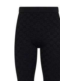 GUCCI Gucci Women Black Gg Jacquard Ultrafine Stretch Viscose Blend Leggings