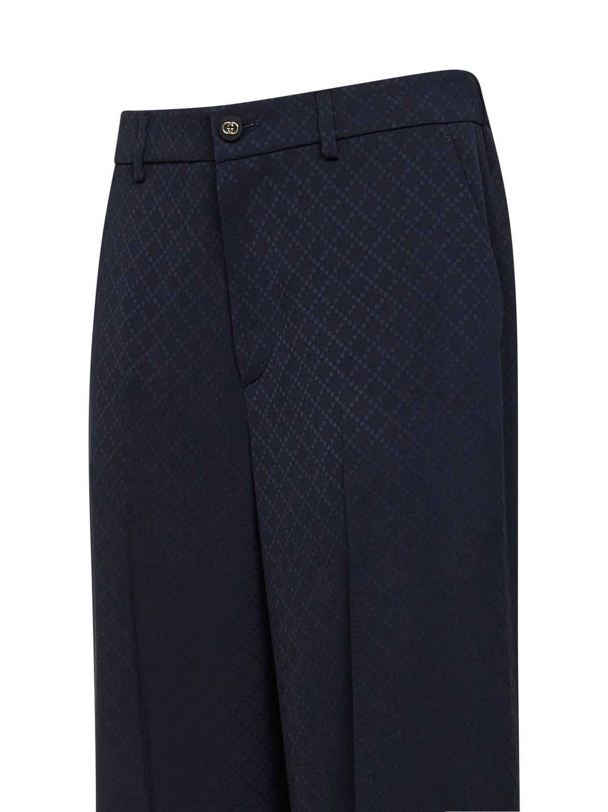 GUCCI Gucci Women Dark Blue Viscose And Silk Jacquard Trousers